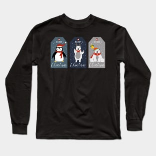 Holiday greeting cards gift labels with cute animals Long Sleeve T-Shirt